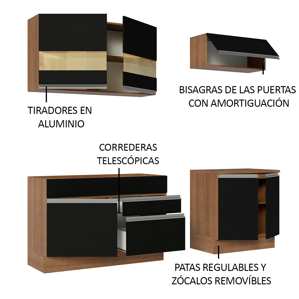 Combo de Cocina Madesa Glamy 200cm Marrón/Negro 07