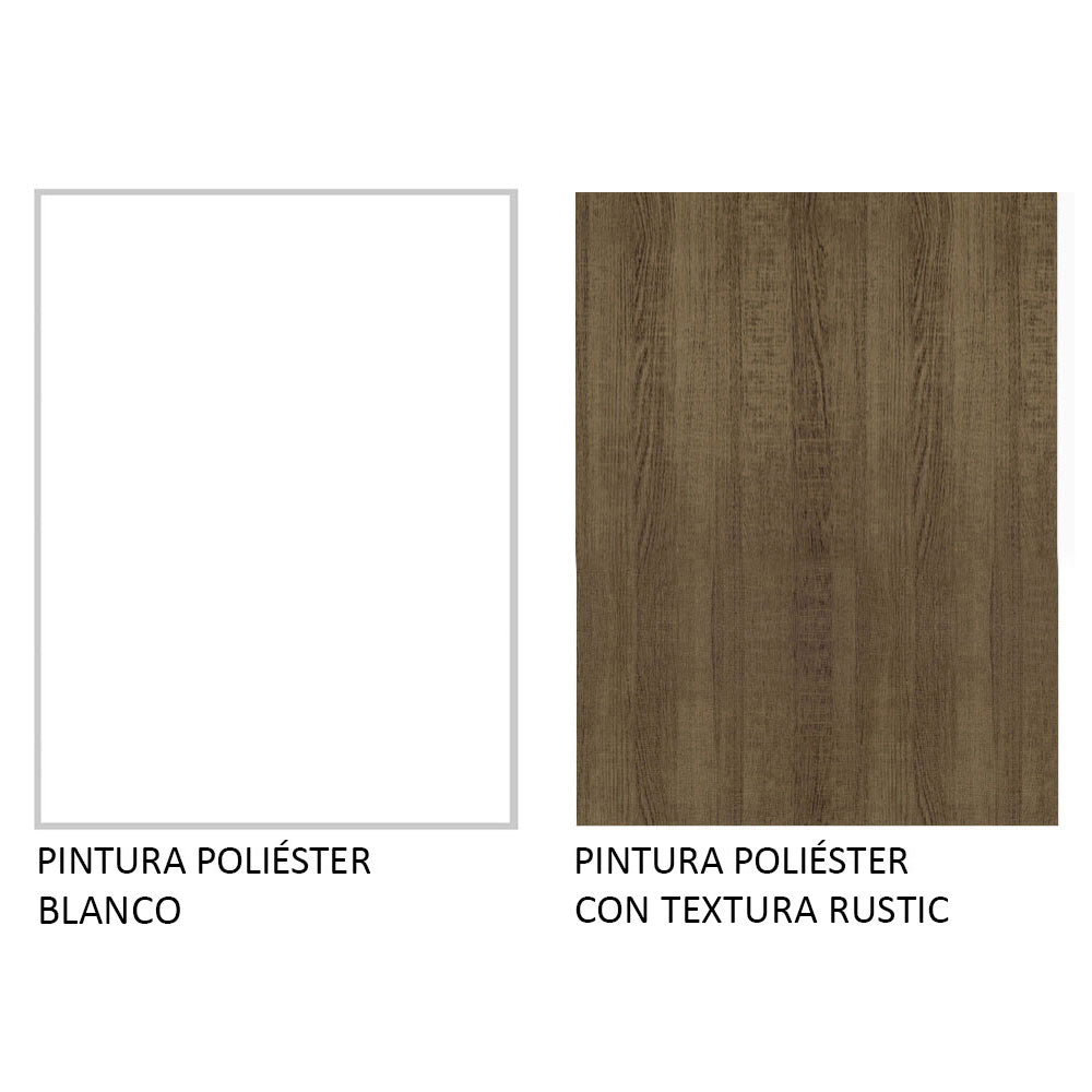 Cocina Compacta 200 cm 5 Puertas 3 Cajones Sin Mesada Blanco/Marrón Glamy Madesa