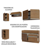Combo completo de Cocina 240 cm 6 Puertas 2 Cajones Sin Mesada Marrón Glamy Madesa 07