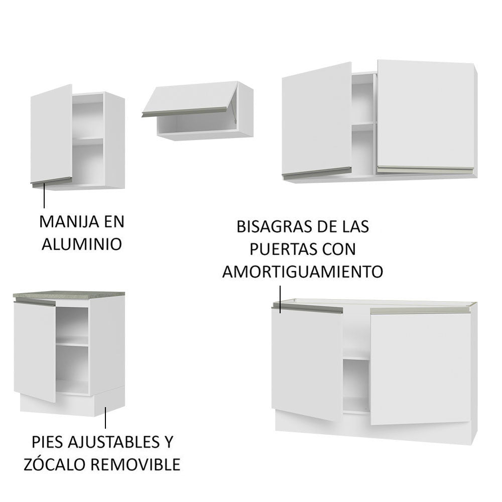 Combo completo de Cocina 240 cm Blanco Glamy Madesa 09