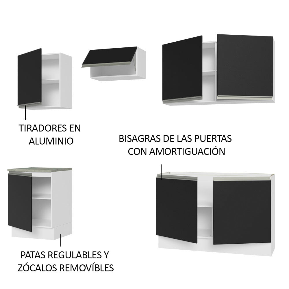Combo completo de Cocina Madesa Glamy 240cm Blanco/Negro 09