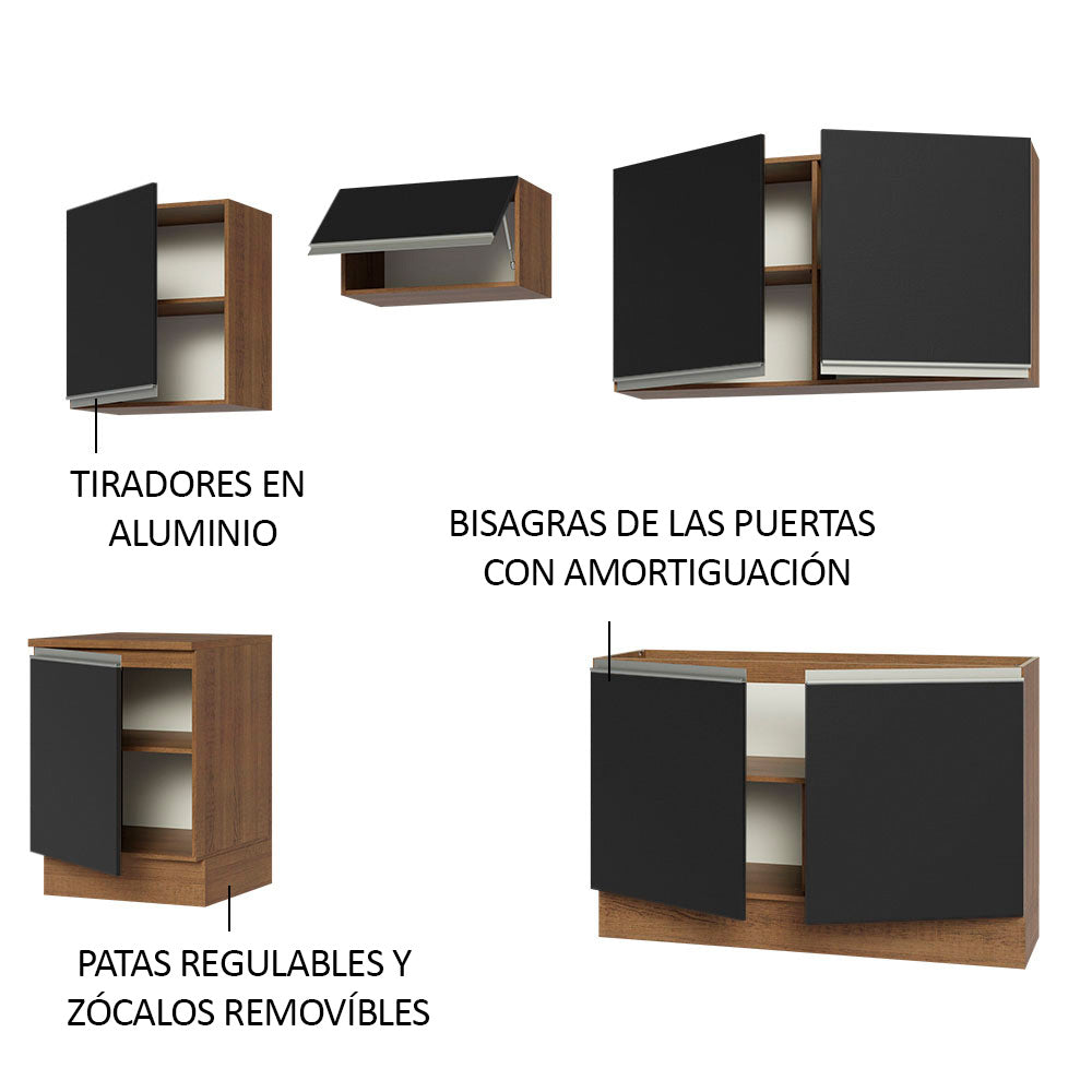 Combo completo de Cocina Madesa Glamy 240cm Marrón/Negro 09
