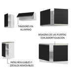 Combo completo de Cocina 240 cm 7 Puertas Sin Mesada Blanco/Negro Glamy Madesa 10