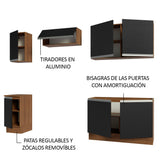 Combo completo de Cocina Glamy Madesa 240cm - Marrón/Negro