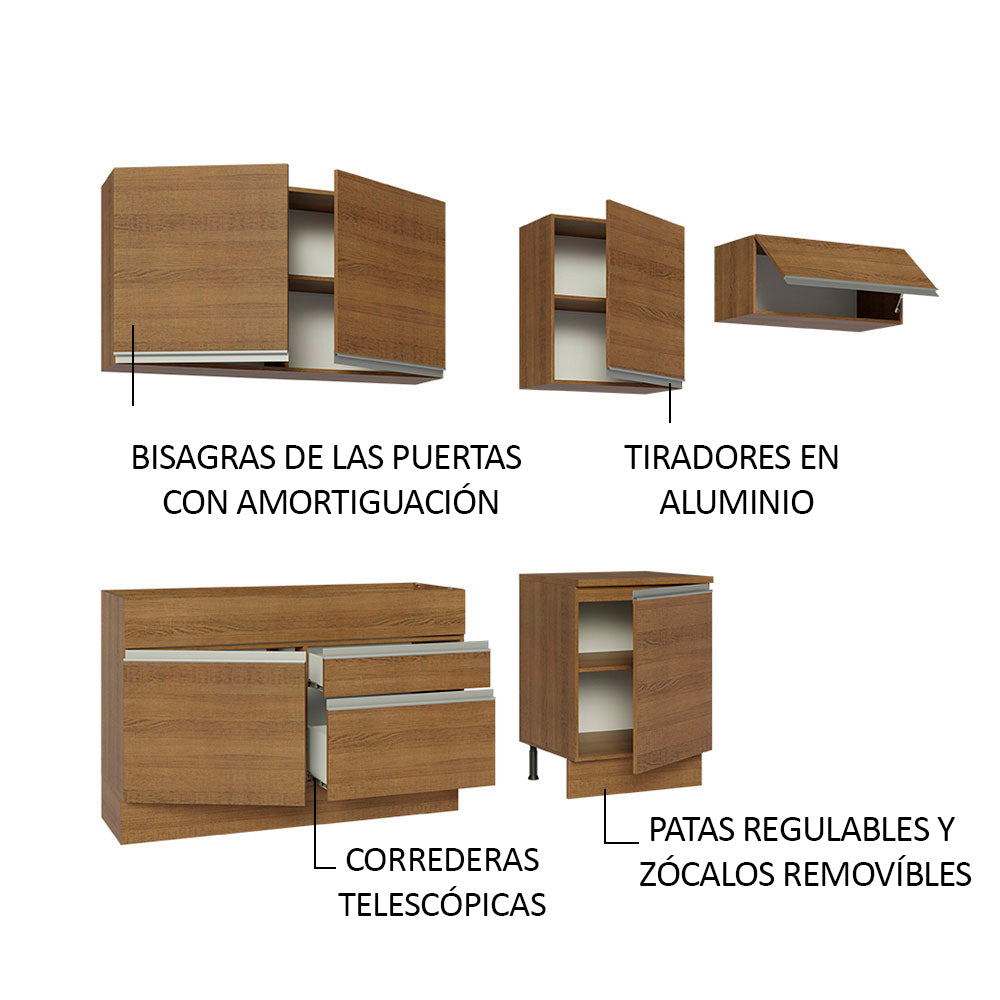 Combo completo de Cocina 260cm Marrón Glamy Madesa 03