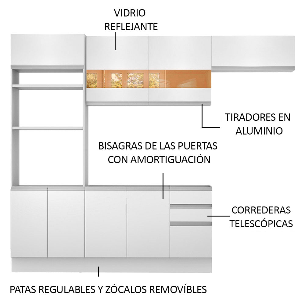 Combo completo de Cocina 270cm Marselha Madesa 01 - Blanco