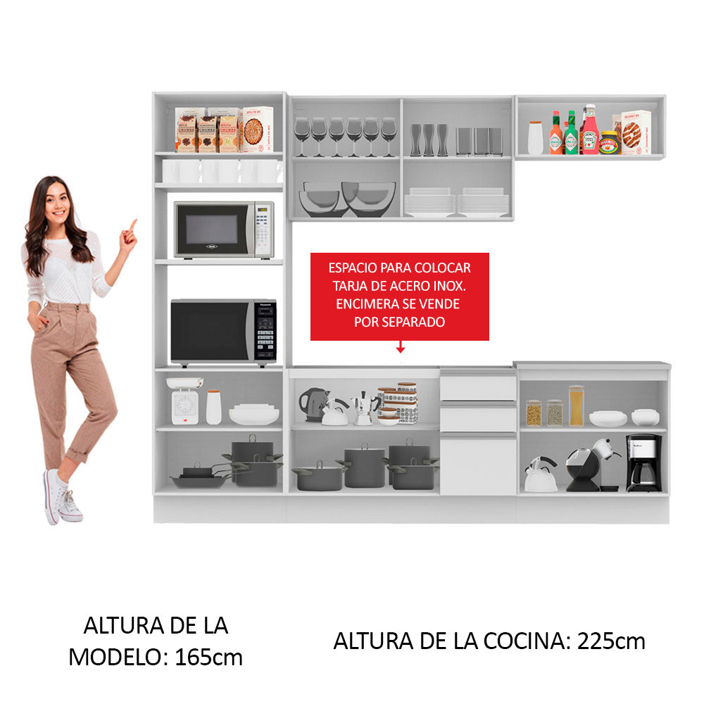 Combo completo de Cocina 270cm Atenas Madesa 03 - Blanco