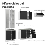Combo completo de Cocina con Cristalero 270 cm Madesa Glamy BN 16