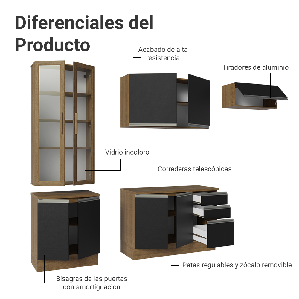 Combo completo de Cocina Madesa Glamy 270cm MN 16