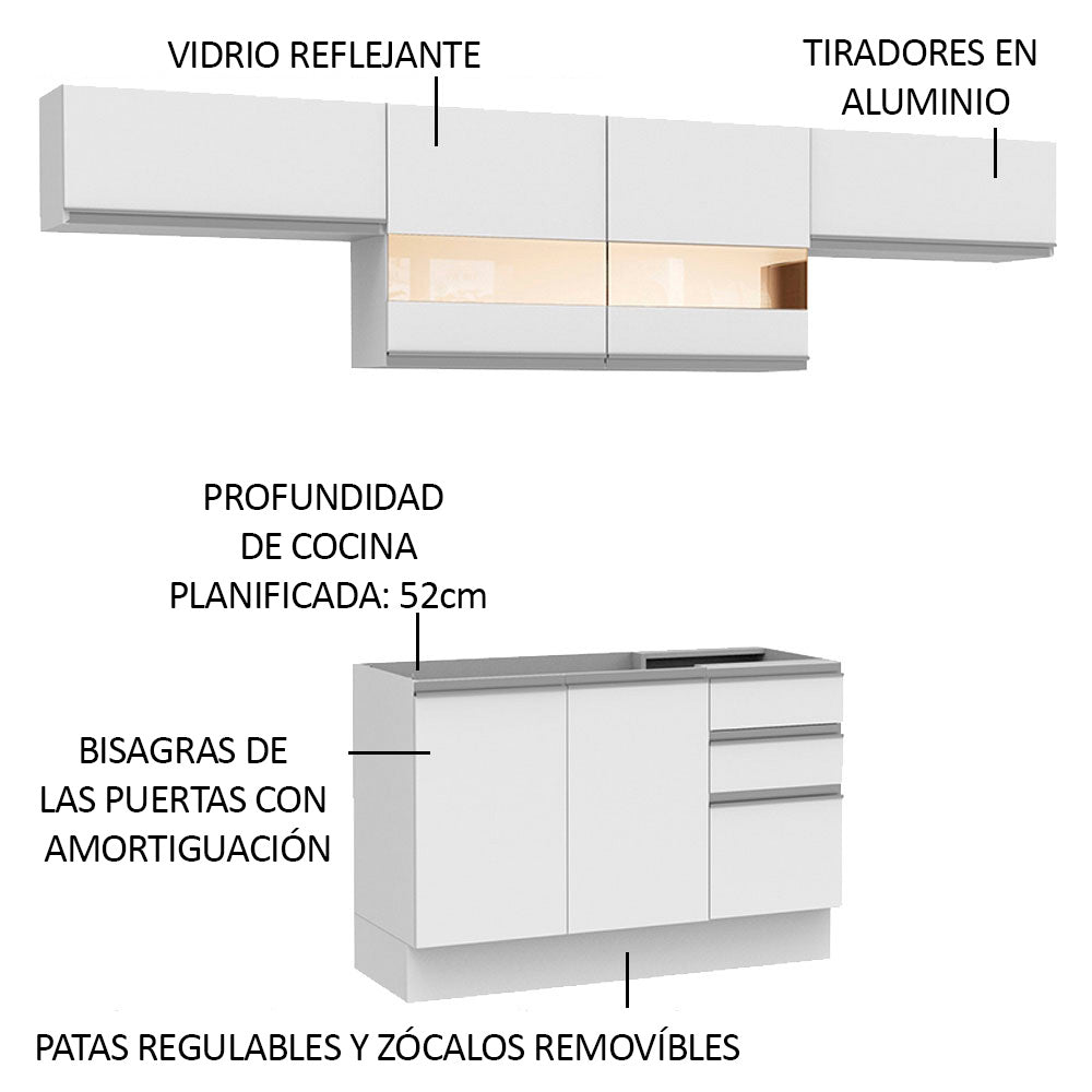 Combo completo de Cocina 280cm Marina Madesa 01 - Blanco