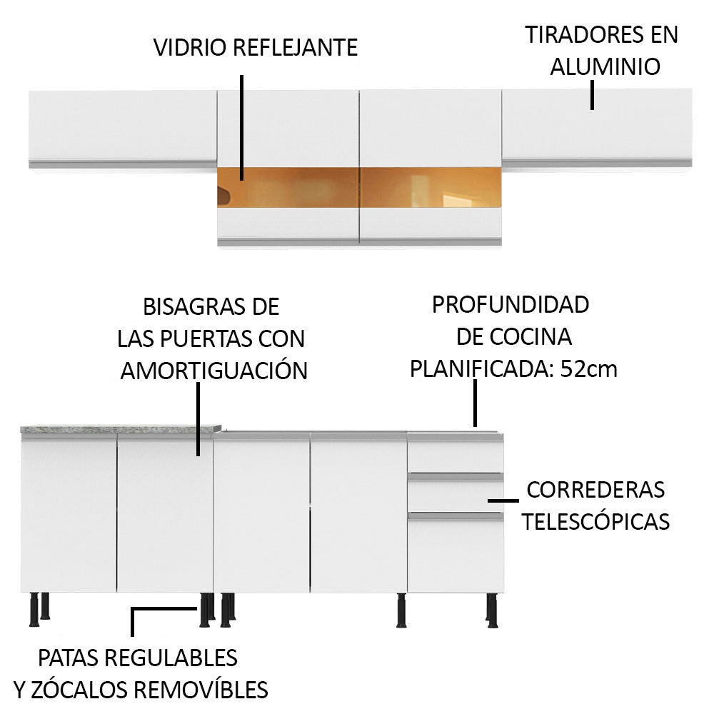 Combo completo de Cocina Madesa Mariana 280cm BB