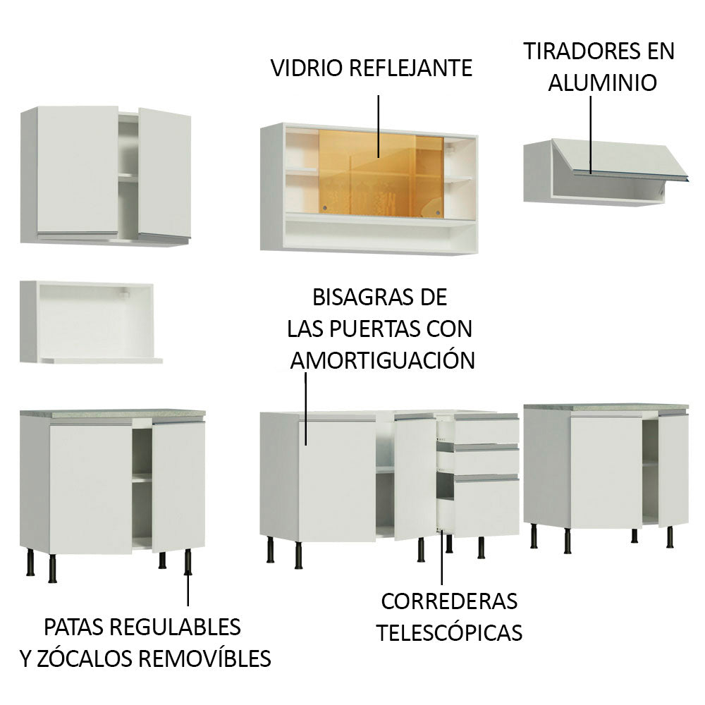 Combo completo de Cocina 280cm Genova Madesa 04SR - Blanco