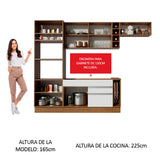 Combo completo de Cocina Madesa Glamy 290cm Marrón/Blanco/Crema 13