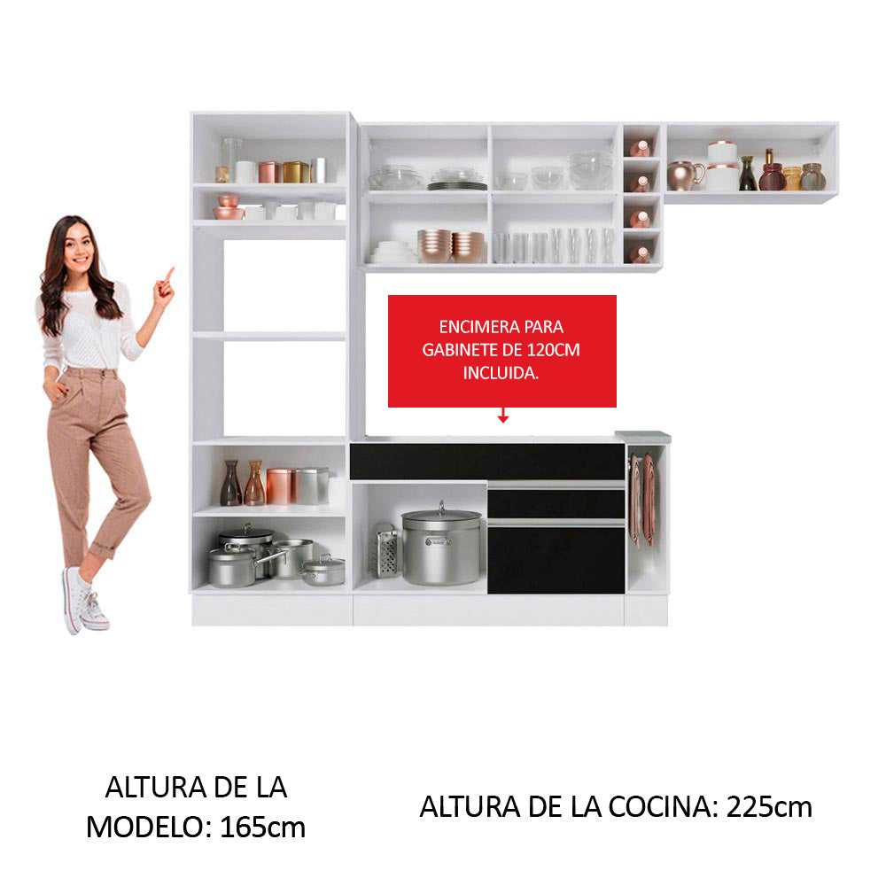 Combo completo de Cocina Madesa Glamy 290cm Blanco/Negro/Crema 13