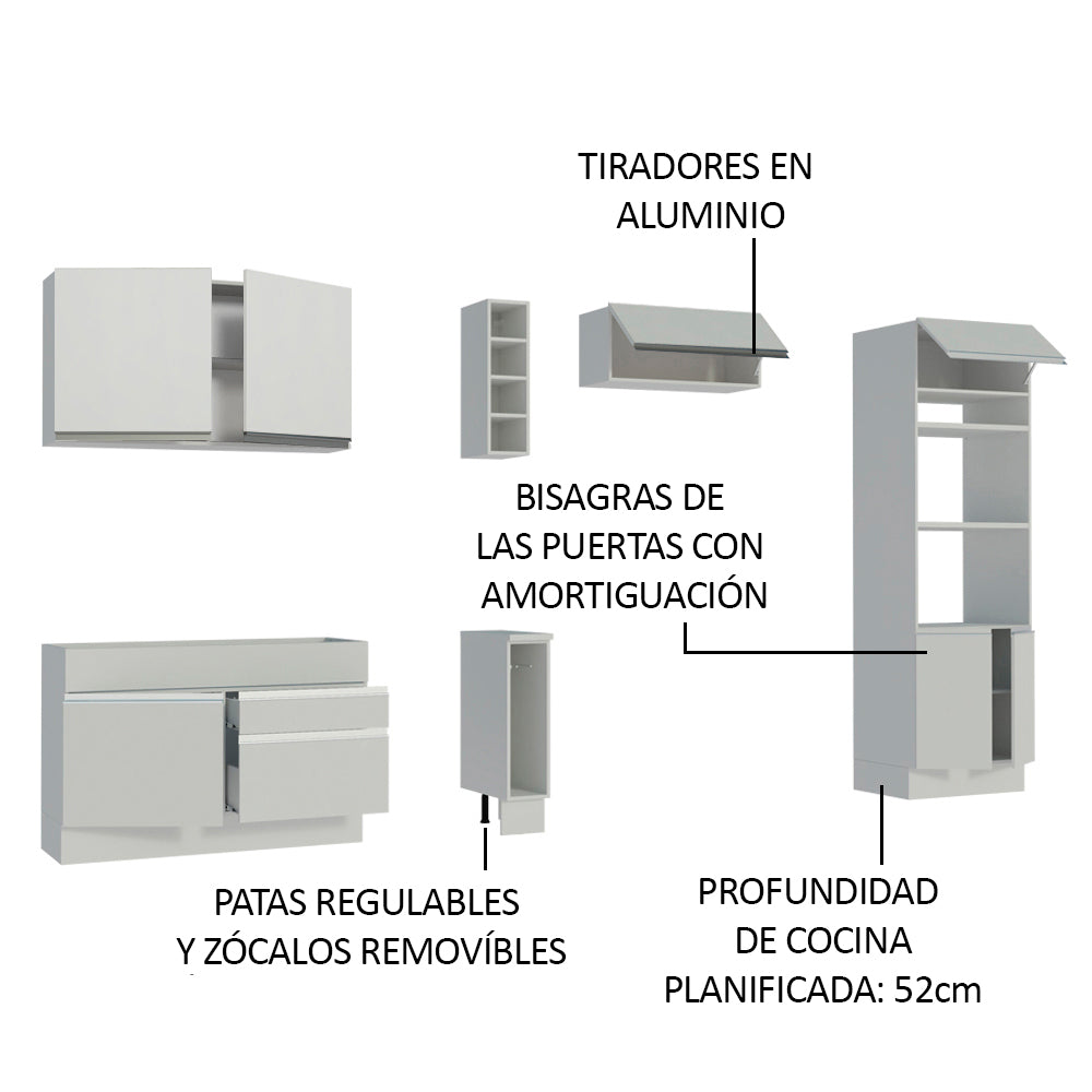 Combo completo de Cocina Madesa Glamy 290cm MB 01