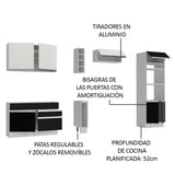 Combo completo de Cocina Madesa Glamy 290cm Blanco/Negro/Blanco 10