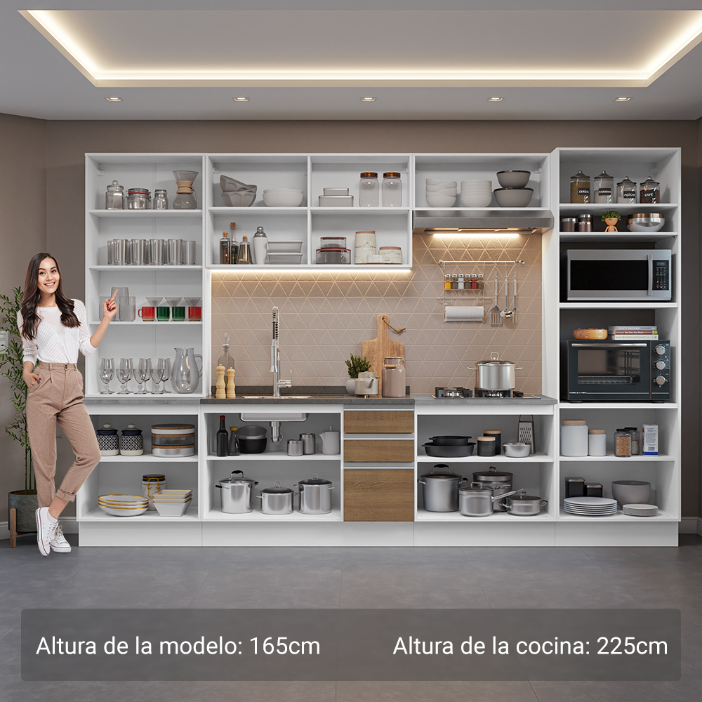 Combo completo de Cocina con Cristalero 340 cm Madesa Glamy BM 01