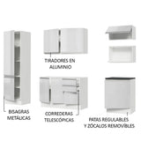 Combo Completo de Cocina 100% MDF 240 cm Frentes Blanco Brillante Acordes Madesa 01