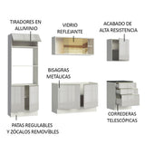 Combo Completo de Cocina 100% MDF 250 cm Frentes Blanco Brillante Acordes Madesa 01