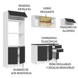 Combo Completo de Cocina 100% MDF 250 cm Blanco/Negro Acordes Madesa 04