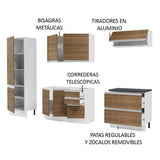Combo Completo de Cocina 100% MDF 260 cm Blanco/Marrón Acordes Madesa 01