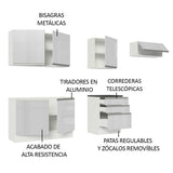Combo Completo de Cocina 100% MDF 260 cm Frentes Blanco Brillante Acordes Madesa 03