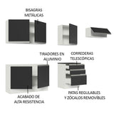 Combo Completo de Cocina 100% MDF 260 cm Blanco/Negro Acordes Madesa 03