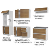 Combo Completo de Cocina 100% MDF 270 cm Blanco/Marrón Acordes Madesa 06