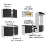 Combo Completo de Cocina 100% MDF 310 cm Blanco/Negro Acordes Madesa 01
