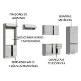 Combo Completo de Cocina 100% MDF 330 cm Frentes Blanco Brillante Acordes Madesa 02