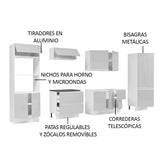 Combo Completo de Cocina 100% MDF 330 cm Frentes Blanco Brillante Acordes Madesa 05