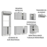 Combo Completo de Cocina 100% MDF 330 cm Frentes Blanco Brillante Acordes Madesa 06