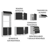 Combo Completo de Cocina 100% MDF 330 cm Blanco/Negro Acordes Madesa 06
