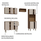 Combo completo de Cocina 235 cm 10 Puertas 2 Cajones Marrón/Crema Gourmet Madesa