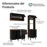 Combo completo de Cocina 165 cm Marrón/Negro Lille Madesa 01