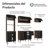 Combo completo de Cocina 225 cm Marrón/Negro Lille Madesa 01