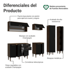 Combo completo de Cocina 245 cm 9 Puertas 2 Cajones Marrón/Negro Lille Madesa