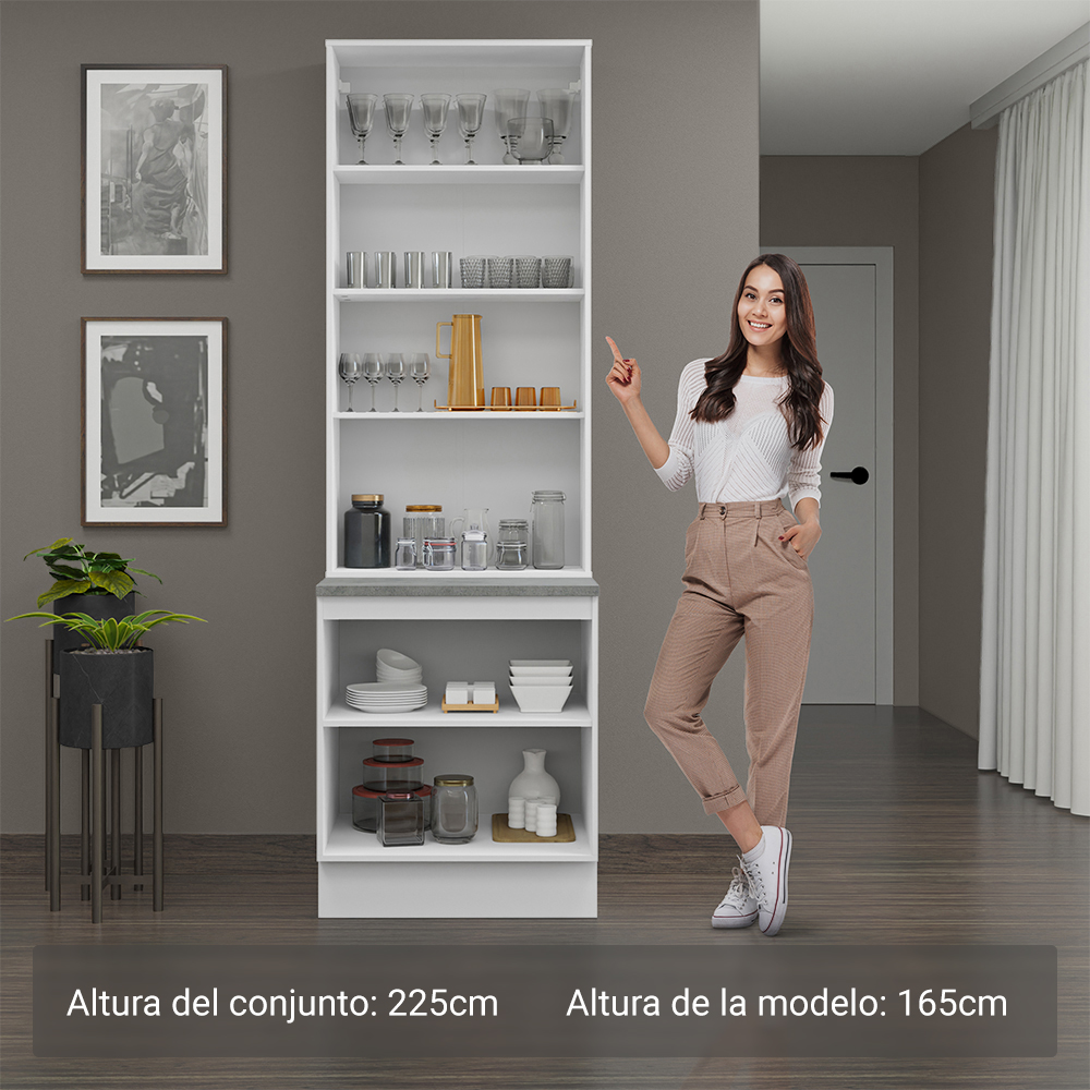 Kit Bajo Mesada con Cristalero 70 cm Madesa Lux BN 01