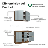 Cocina Compacta 120 cm Marrón/Gris Lux Madesa 01