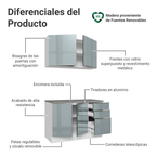 Cocina Compacta 120 cm 4 Puertas 3 Cajones Blanco/Gris Lux Madesa 01