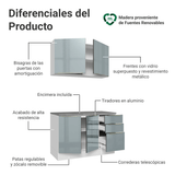 Cocina Compacta 120 cm Blanco/Gris Lux Madesa 01