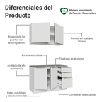 Cocina Compacta 120 cm 4 Puertas 3 Cajones Blanco Lux Madesa