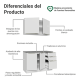 Cocina Compacta 120 x 60 cm Blanco/Blanco Aterciopelado Lux Madesa 02