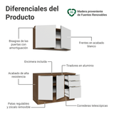 Cocina Compacta 120 x 60 cm Marrón/Blanco Aterciopelado Lux Madesa 02