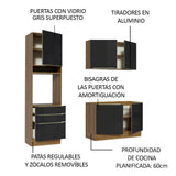 Combo de Cocina Compacta 180cm Marrón/Negro Lux Madesa 01