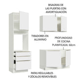 Cocina Compacta 180 x 60 cm Blanco/Blanco Aterciopelado Lux Madesa 01