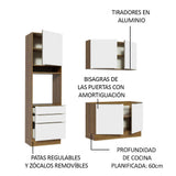 Cocina Compacta 180 x 60 cm Marrón/Blanco Aterciopelado Lux Madesa 01
