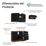 Cocina Compacta 180 cm Marrón/Negro Lux Madesa 02