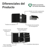 Cocina Compacta 180 x 60 cm Blanco/Negro Lux Madesa 03