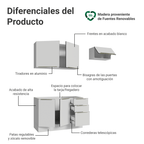 Cocina Compacta 180 cm 5 Puertas 3 Cajones Sin Mesada Blanco Lux Madesa 03